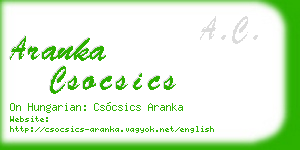 aranka csocsics business card